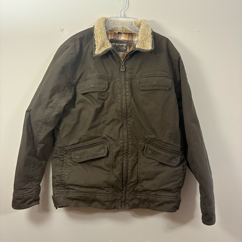 Kirra Jacket Mens XL Brown Sherpa Collar Plaid Lined Cotton Workwear Coat